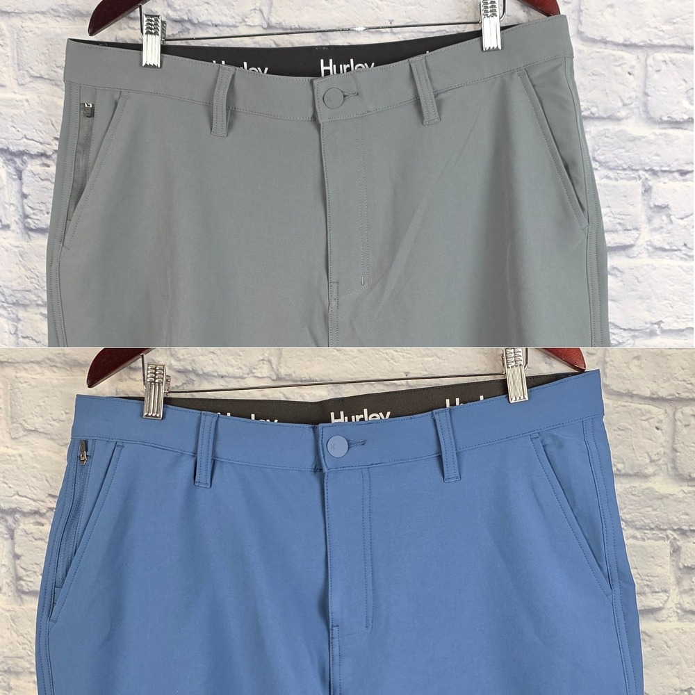 Lot of 2 Hurley Men Hybrid Performance Golf Shorts Grey Blue Stretch Size 36